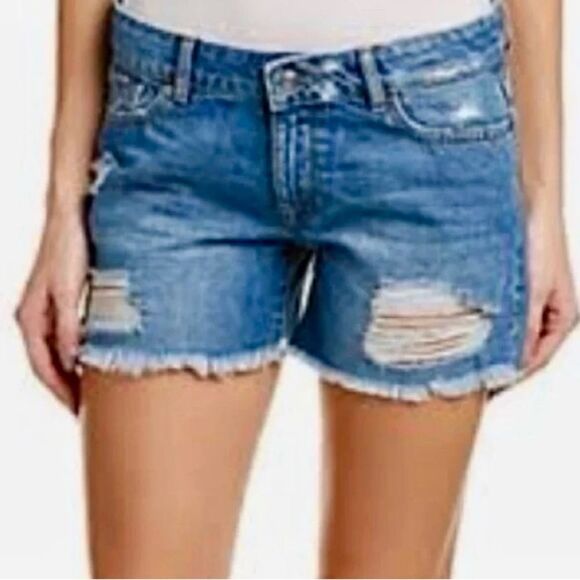 DL1961 Karlie Boyfriend Shorts in Distressed Blue Denim Women’s 27 - Picture 1 of 8